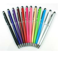 【lz】☾♀  Capacitivo Touch Screen Stylus Pen Clip-On Lápis de caligrafia para iPhone Tablet iPad Android Mobile Phone 2 em 1 100pcs