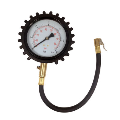 4 Inches Dial Car Tire Pressure Gauges With Clip On Air Chuck Pressure Testing