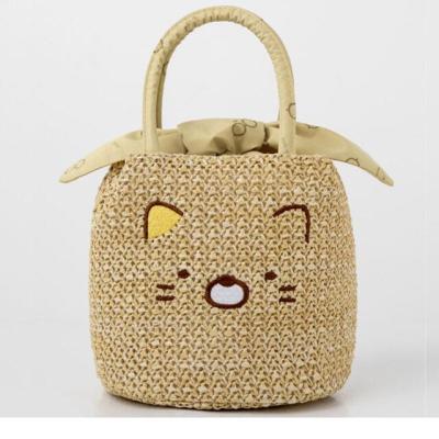 Daily miscellaneous appendix A-jolie style high-quality straw material embroidery craft bow girl heart beach handbag