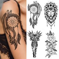 กันน้ำชั่วคราว Tattoo สติกเกอร์ Dragon Lion Tiger Dream Catcher รอยสัก Panda Wolf Body Art แขนปลอม Tatoo ผู้หญิงผู้ชาย