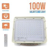 Mixlizz Club สปอร์ตไลท์ โคมไฟฟลัดไลท์ โคมสปอร์ตไลท์ 100W solar flood light ไฟโซล่าเซลล์ สปอตไลท์พกพา โคมไฟพลังงานแสงอาทิตย์