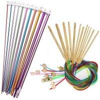 46 Pieces Tunisian Crochet Hooks Set 3-10 mm Cable Bamboo Knitting Needle with Bead Carbonized Bamboo Needle Hook