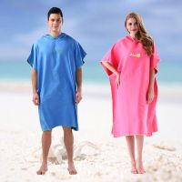 Microfiber face towel bathrobe beach quick-drying bathrobe adult sun protection swimming hooded Beach Poncho absorbent towel