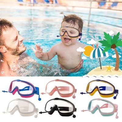 Swimming Goggles Kids Swim Glasses with Earplug Waterproof Children Swim Eyewear Adjustable Anti-fog UV400 Protection 4-15 Years