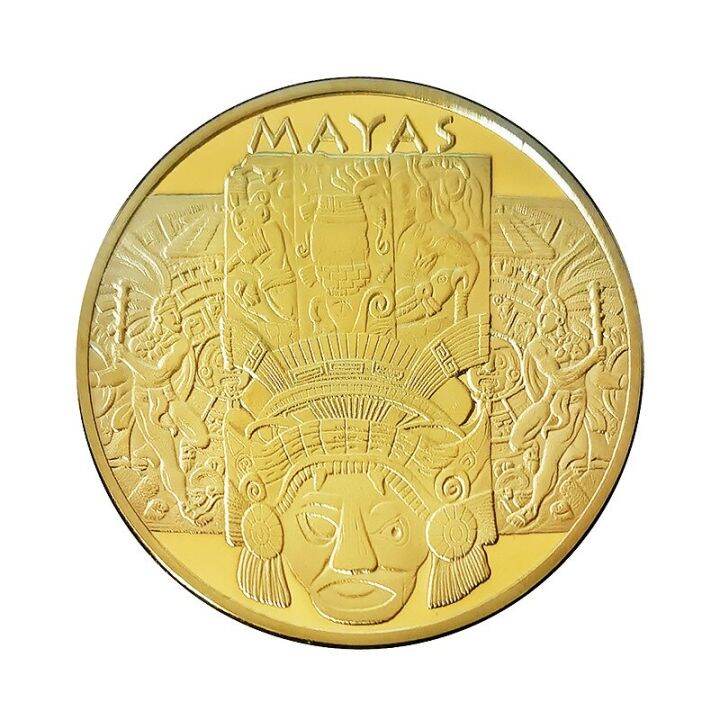 mayan-calendar-commemorative-medallion-gold-and-silver-plated-commemorative-coin-cultural-totem-aztec-civilization-commemorative