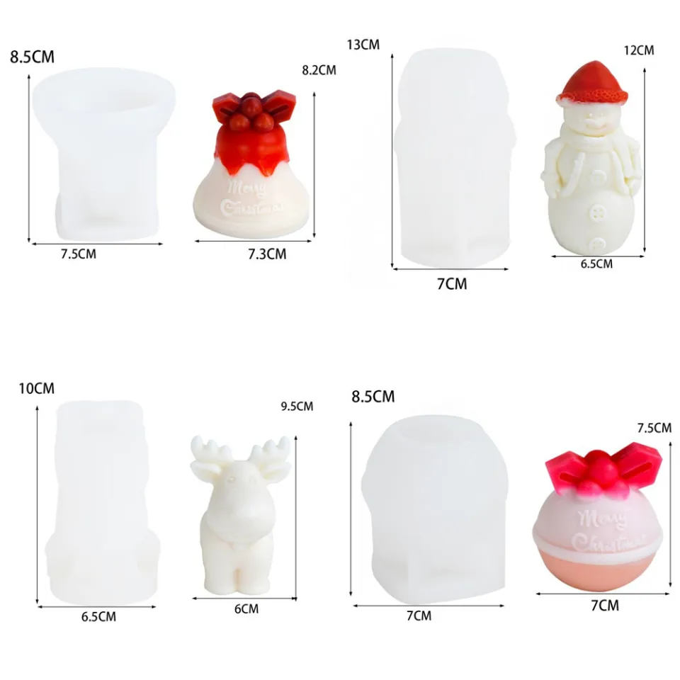 Christmas Decoration Gift Unique Candle Molds Aromatic Aromatherapy Candles  Christmas Sock Candle Mold Small Bell Candle Mold