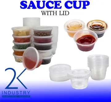 50Pcs/Pack 25/50Ml Square Sauce Cup With Cover Leak Proof Transparent Mini  Plastic Dipping Sauce