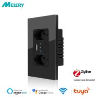 Smart Zigbee Brazil Wall Socket USB Electric Plug Tomada Outlets PC Glass Panel Remote by Tuya Alexa Google Home Hub Required Ratchets Sockets