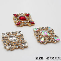 5 ชิ้น 42*35 มิลลิเมตรโลหะผสม Rhinestone ปุ่มสำหรับตัดเย็บเสื้อผ้าอุปกรณ์เสริมหัตถกรรมตกแต่งปุ่มหัตถกรรม-Mumie