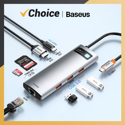 Baseus อะแดปเตอร์ USB C ชนิด C เป็น HDMI-USB ที่เข้ากันได้ USB 3.0มัลติฟังก์ชั่แท่นวางมือถือสำหรับ MacBook Air M1 M2ตัวแยก USB Feona