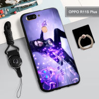 เคสนิ่มสำหรับ OPPO R11S PLUS เคสโทรศัพท์กล่องคลุมทั้งหมดทาสีป้องกันการตกกันรอยขีดข่วนฝามีที่ถือวงแหวนโทรศัพท์และเชือก