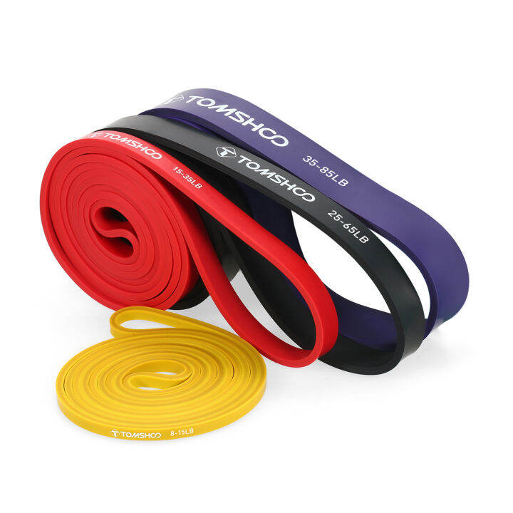 tomshoo-4pcs-pull-up-assist-bands-ชุดวงแหวนกันความต้านทาน-powerlifting-ออกกำลังกายยางยืดออกกำลังแบบแผ่นพร้อมกระเป๋าใส่โน๊ตบุ๊คแบบพกพา