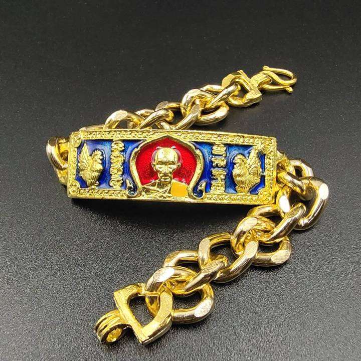 เลสข้อมือ-หลวงพ่อรวย-ปาสาทิโก-รุ่นไตรมาส-59-ลงยาแท้-แถมฟรีตลับใส่เลสข้อมือ-บันดาลโชคลาภความสำเร็จ-ไม่ลอกไม่ดำ