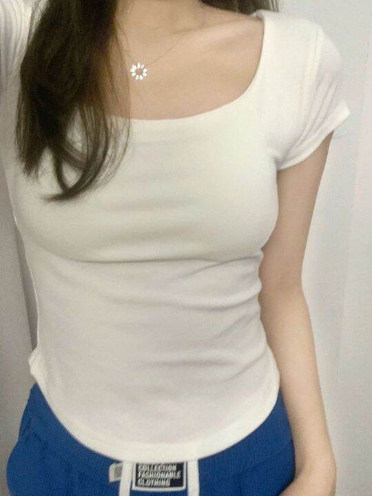 เสื้อยืดผู้หญิงแขนสั้นเสื้อเข้ารูปฤดูร้อน