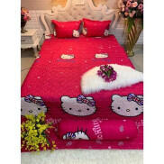 HÀNG SẴN GIAO HÀNG NHANH Bộ Chăn Ga Cotton Poly Kitty Hồng 5 Món 1M6 x 2M