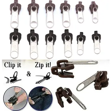 12PCS Instant Zipper Universal Instant Fix Zipper Repair Kit Replacement  Zip Slider Teeth Rescue Zippers for 3 Different Size