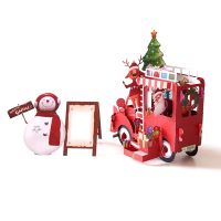 3D Christmas Greeting Card Pop Up Cards Snowman Santa Claus Car Paper Envelope Postcard Wedding Birthday Invitation Cards Gifts