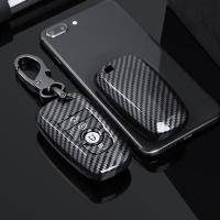 Glossy Carbon Fiber ABS Case Kunci Mobil Untuk Ford Fusion Mondeo Mustang Edge Ekspedisi Explorer F-150 F-250 F-350 2018 2019