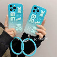 เคสโทรศัพท์ ไอโฟน iPhone 14 13 12 Plus Pro Max เคส ปลอกดีไซน์ใหม่ข้อเสนอสุดฮอตสีน่ารักตุ๊กตาลูกบาศก์ 3D ตุ๊กตาหมีคลื่นลูกใหญ่ขอบนุ่มโปร่งใสพร้อมสร้อยข้อมือซิลิโคน Case 2023