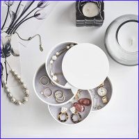 Rotating Jewelry Storage Box Makeup Storage Rack Bracelet Earring Round Plastic Organizer Boxes Holder Display Rack with Cover