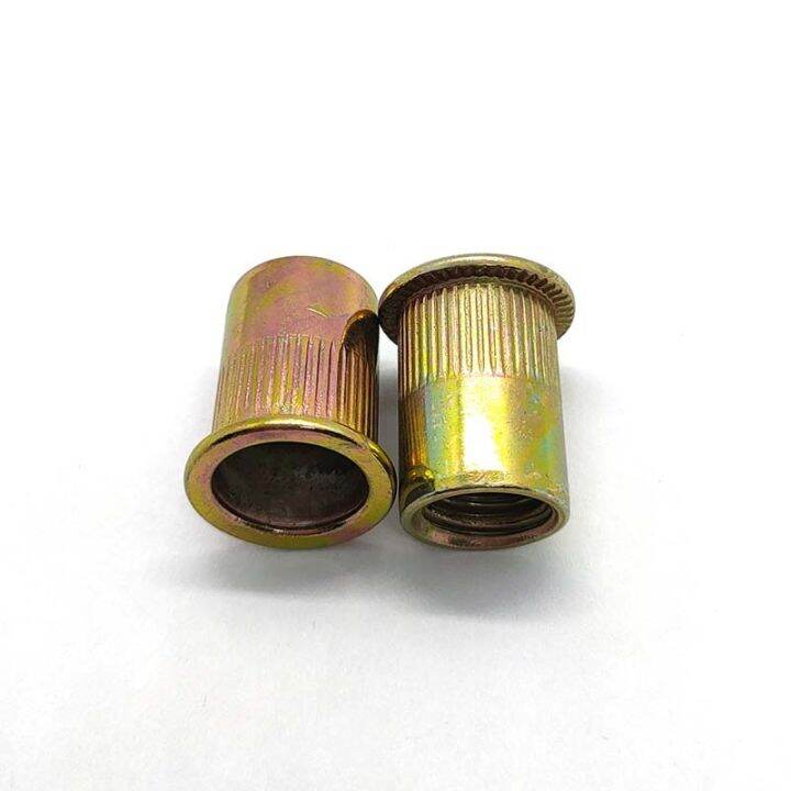 m12x24-zinc-plated-carbon-steel-knurled-nuts-rivnut-flat-head-threaded-rivet-insert-nutsert-cap-rivet-nut