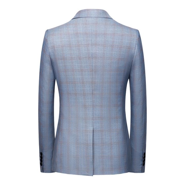 cod-new-mens-single-suit-version-casual-business-plaid-one-button-jacket