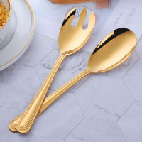 12PCS Stainless Steel Salad Spoon Set Large Dinner Serving Spoon Server Fork Spoon Metal Public Restaurant Utensils Kitchenware