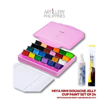 Gouache Paint Set, 36 Colors X 12Ml Twin Jelly Cup Design with 3 Paint  Brushes