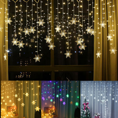【cw】Snowflakes Garland Curtain Light Festoon LED Christmas Decor for Home Christmas Ornaments 2021 Navidad Xmas Gift New Year 2022