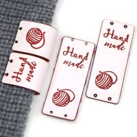 20Pcs Handmade Labels Ball Of Yarn Tags For Clothes Hand Made Label PU Leather DIY Tags Hats Bags Gifts Sewing Accessories Stickers Labels