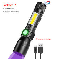 Portable LED Flashlight T6 COB Light USB Rechargeable Flashlight Magnetic Zoom Flashlight 7 Mode Waterproof Emergency Torch