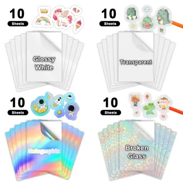 10 Sheets Printable Vinyl Sticker Paper A4 Glossy self-adhesive