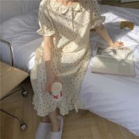 【 WYIN kitchen】 Yasuk Spring Summer Women 39;s Casual Girl Print Heart Lovely Pullover Sleepwear Pajamas Set Skirt Nightdress Ruffles Short Sleeve