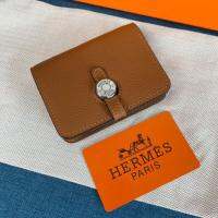 Lychee Hermesˉ pattern calfskin silver buckle new small card holder soft and comfortable fabric