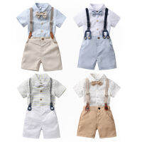 ชุดสูท Jumpsuit Anak Laki-Laki 6ไซส์4แบบเป็นทางการสำหรับเด็กผู้ชายชุดแต่งงานตั้งแขนสั้นและมีโบว์หูกระต่ายมีสายดึงกางเกงของเด็กผู้ชายชุดสูทวันเกิดเด็กผู้ชายแบบสั้นเสื้อผ้าเด็กชายชุดปาร์ตี้วันเกิดเครื่องแต่งกายถ่ายภาพอายุ0 1 2 3