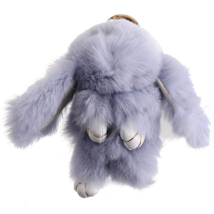 fancyqube-rex-rabbit-keychain-cute-fluffy-bunny-keychain-rabbit-fur-pompom-key-ring-car-key-holder