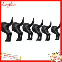 LANGTAO 1/6 pcs สีดำสีดำ ตะขอเสื้อโค้ทหางสุนัข 3.931.971.57นิ้ว พลาสติกทำจากพลาสติก ตะขอแขวนผนังอเนกประสงค์ สร้างสรรค์และสร้างสรรค์ ตกแต่งด้วยตะขอหางที่สร้างสรรค์ ห้องน้ำในห้องน้ำ