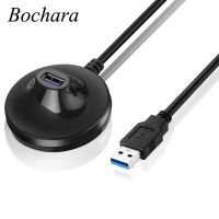 Bochara 1.5m USB 3.0 USB 2.0 Extension Cable Male to Female With Base Stand Foil Braided Shielded