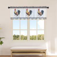 【YD】 Rooster And Short Tulle Half Curtains for Room Door Window Sheer Valance Drapes