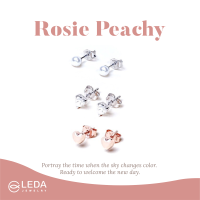 Ledajewelrybkk?:925 Silver (เงินแท้ ) Rosie Peachy Set เซตต่างหู พร้อมกล่อง และผ้าเช็ดเครื่องประดับ