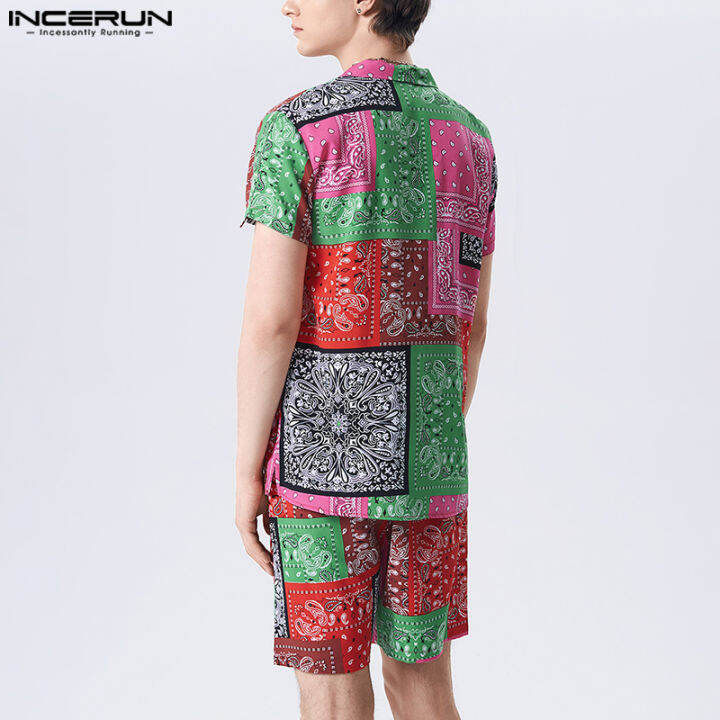 Medussa INCERUN เสื้อเชิ้ตแขนสั้นลายดอกไม้สำหรับผู้ชายชุดเสื้อสตรีชน ...