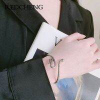 REDCHENG 925ประทับลายงูสำหรับผู้หญิงสร้อยข้อมือวินเทจเก๋ๆดีไซน์แฟชั่นเกินจริงของขวัญวันเกิด