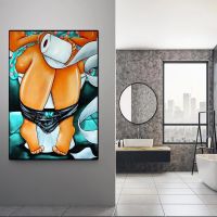 Cartoon Comic Toilet Paper and Fat Ladies Canvas Painting Poster Print Wall Art Pictures for Toilet Bathroom Creative Home Decor