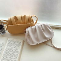 Saddle Bag Female Cloud Bag White Bag Hand Holding Crossbody Korean Version Chic Simple Fairy Folds 2023 New Trend