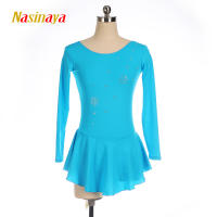 Figure Skating Costume Dress Ice Skating Skirt for Girl Women Kids Comition light blue AB rhinestones polyamide 23 Colors