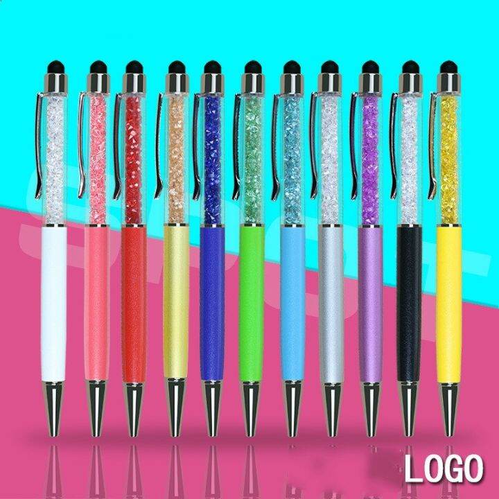 50pcs-lot-customized-crystal-ballpoint-pen-creative-stylus-touch-pen-26-colors-writing-ballpen-stationery-office-school-supplies-pens