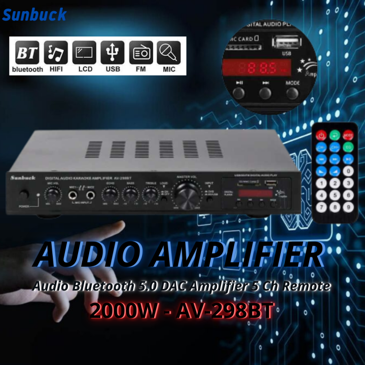 READY NEW Sunbuck Audio Bluetooth 5.0 DAC Amplifier 5 Ch Remote 2000W ...