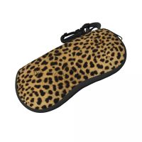 Cheetah Print Horizontal Glasses Case Animal Skin Brown Male Female Zip Sunglasses Pouch Convenient Daily Eyeglasses Bag