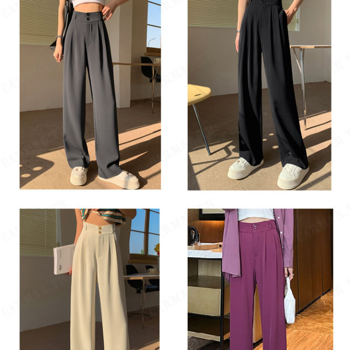 carmar-กางเกงขากว้างสีเทาผ้าซิ่งสำหรับสาวทรงสูงใส่ในงานเลี้ยง