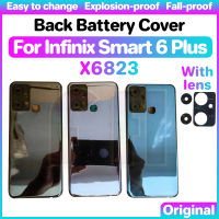 เคสกระจกฝาหลังปิดโทรศัพท์ด้านหลังสำหรับ Infinix Smart 6 PLUS เคส X6823กระจกเลนส์กล้องถ่ายรูปฝาหลังประตูกระจก